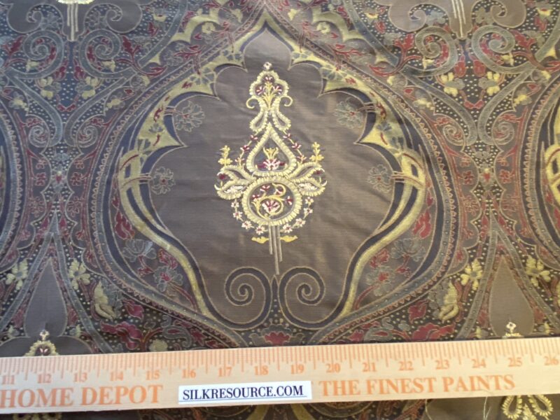 IMG_1622 **On hold By Yd Scalamandre Dhara Black Gold Silk Damask Embroidery MSRP USD 200/y