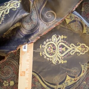 IMG_1624 **On hold By Yd Scalamandre Dhara Black Gold Silk Damask Embroidery MSRP USD 200/y