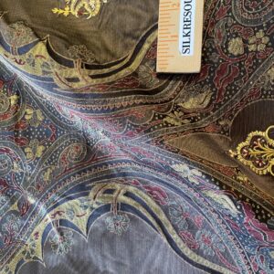 IMG_1625 **On hold By Yd Scalamandre Dhara Black Gold Silk Damask Embroidery MSRP USD 200/y