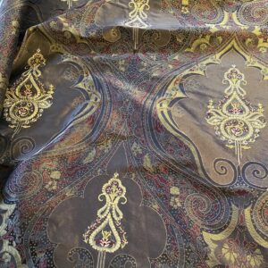 IMG_1631 **On hold By Yd Scalamandre Dhara Black Gold Silk Damask Embroidery MSRP USD 200/y