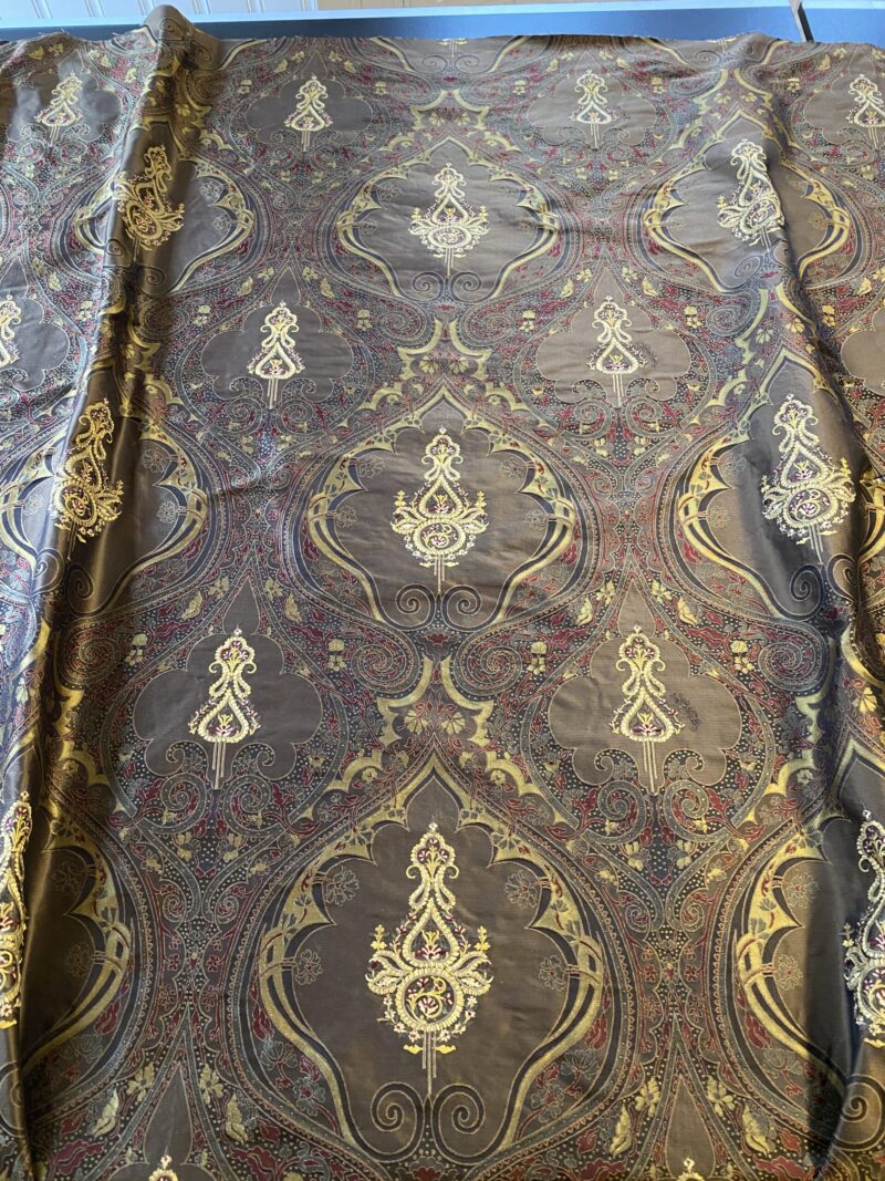 IMG_1632 **On hold By Yd Scalamandre Dhara Black Gold Silk Damask Embroidery MSRP USD 200/y