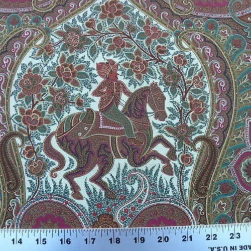 SCALAMANDRE LE CHEVAL INDIEN HORSE Claret PRINT MSRP$280