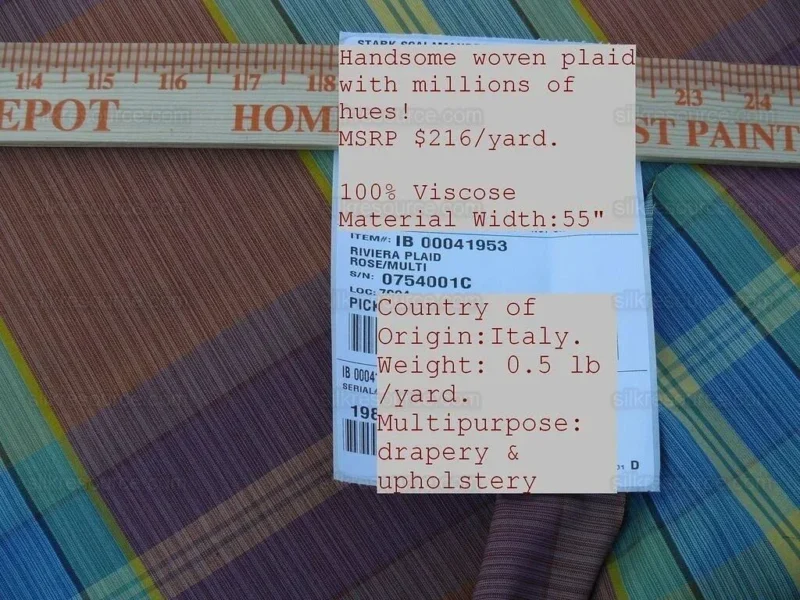 P1650402.jpg Scalamandre Riviera Plaid Fh Rose/multi  Colorful Rainbow Mediterranean MSRP USD 216/Y