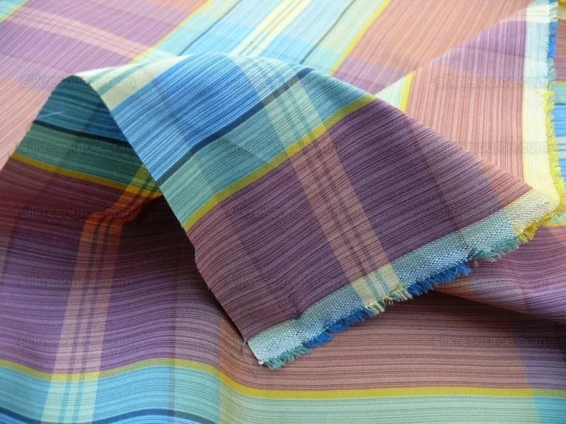 P1650403.jpg Scalamandre Riviera Plaid Fh Rose/multi  Colorful Rainbow Mediterranean MSRP USD 216/Y