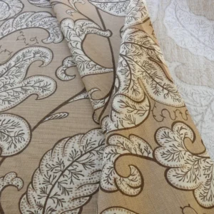 s-l1600.jpg Bty Scalamandre Wallace Linen Print Art Deco Jacobean Light Tan On Light Brown Beige MSRP USD 160/Y