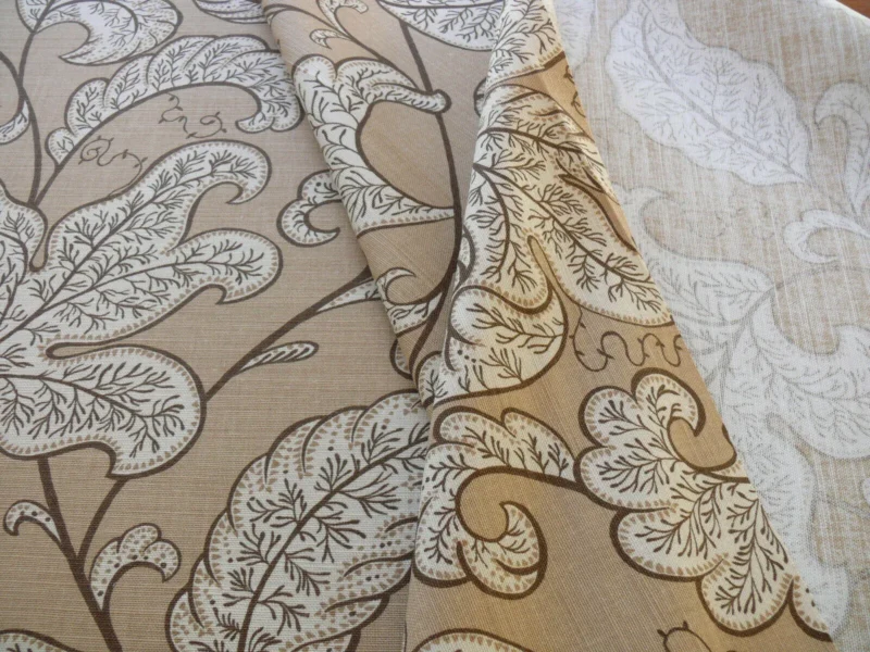 s-l1600.jpg Bty Scalamandre Wallace Linen Print Art Deco Jacobean Light Tan On Light Brown Beige MSRP USD 160/Y