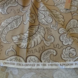 s-l1600.jpg Bty Scalamandre Wallace Linen Print Art Deco Jacobean Light Tan On Light Brown Beige MSRP USD 160/Y