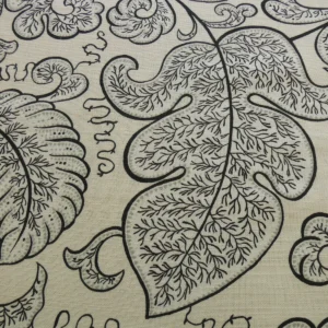 s-l1600.jpg Bty Scalamandre Wallace Linen Print Charcoal Grey On Eggshell Pale Yellow Chintz From Uk MSRP USD 160/y