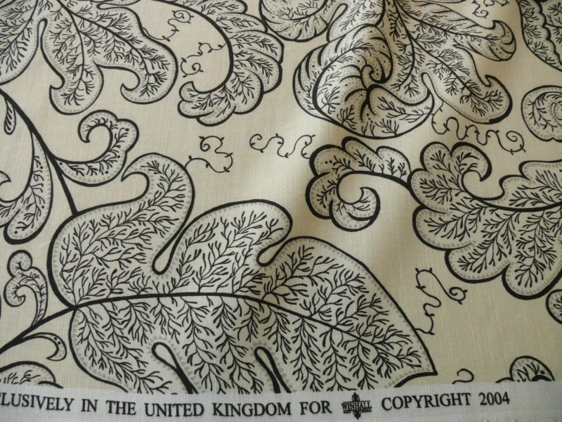 s-l1600.jpg Bty Scalamandre Wallace Linen Print Charcoal Grey On Eggshell Pale Yellow Chintz From Uk MSRP USD 160/y