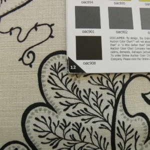 s-l1600.jpg Bty Scalamandre Wallace Linen Print Charcoal Grey On Eggshell Pale Yellow Chintz From Uk MSRP USD 160/y