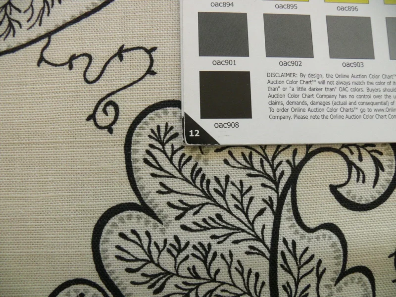s-l1600.jpg Bty Scalamandre Wallace Linen Print Charcoal Grey On Eggshell Pale Yellow Chintz From Uk MSRP USD 160/y