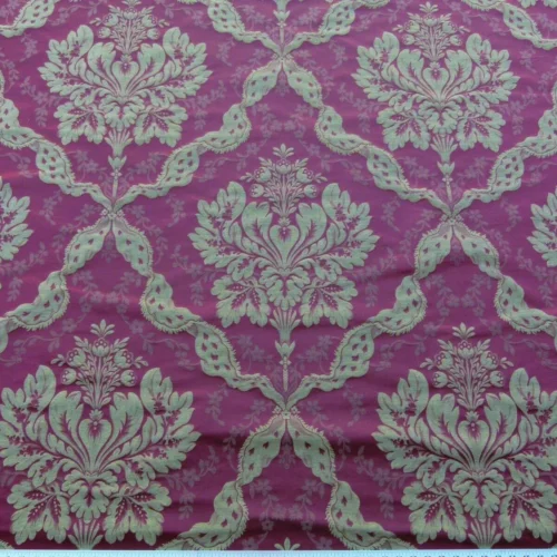 P1030073 By Yard Claudina Cherry Deep Red Gold Scalamandre Renaissance Silk Damask Reversible Italy MSRP USD 320/Y
