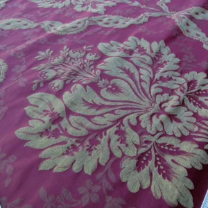 P1030074 By Yard Claudina Cherry Deep Red Gold Scalamandre Renaissance Silk Damask Reversible Italy MSRP USD 320/Y