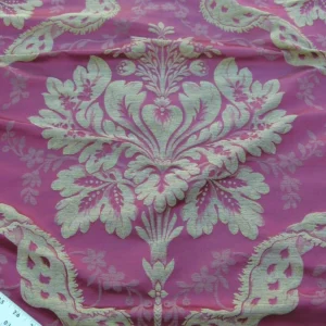 P1030078 By Yard Claudina Cherry Deep Red Gold Scalamandre Renaissance Silk Damask Reversible Italy MSRP USD 320/Y