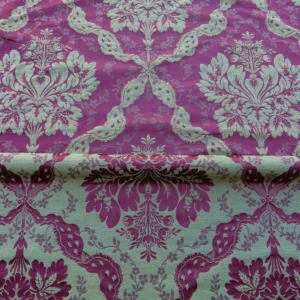 P1030080 By Yard Claudina Cherry Deep Red Gold Scalamandre Renaissance Silk Damask Reversible Italy MSRP USD 320/Y