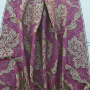 P1030081 By Yard Claudina Cherry Deep Red Gold Scalamandre Renaissance Silk Damask Reversible Italy MSRP USD 320/Y