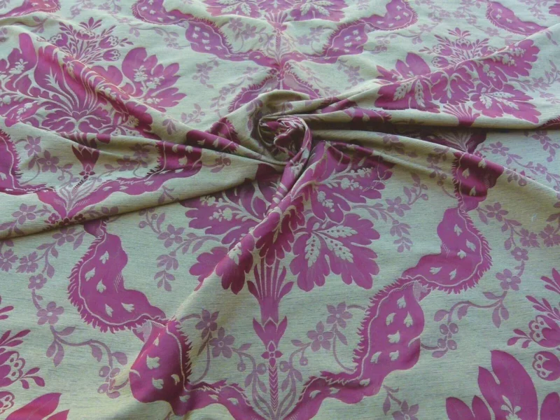 P1030082 By Yard Claudina Cherry Deep Red Gold Scalamandre Renaissance Silk Damask Reversible Italy MSRP USD 320/Y