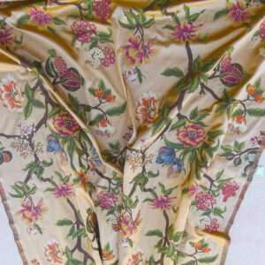 P1030168 Scalamandre Frida Gold On Multi Vibrant Mexican Floral & Fruits Frida Kahlo Old World Weavers Flower Lampas MSRP USD 546/y