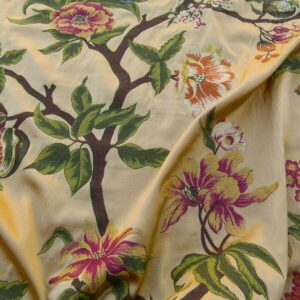 P1030170 Scalamandre Frida Gold On Multi Vibrant Mexican Floral & Fruits Frida Kahlo Old World Weavers Flower Lampas MSRP USD 546/y