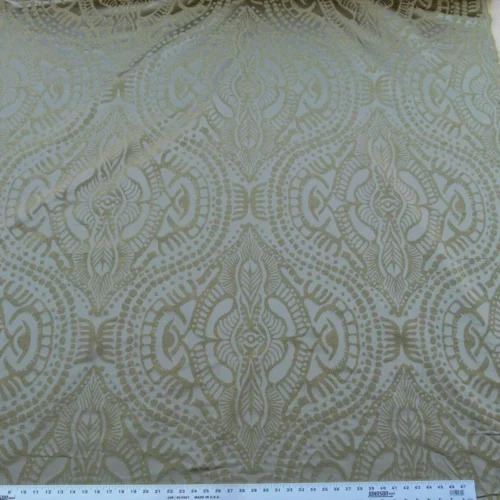 P1030677 By yard Scalamandre Ethnic Damask Cognac Gold Silk Lampas African Abstract Old World Weavers MSRP USD 432/Y