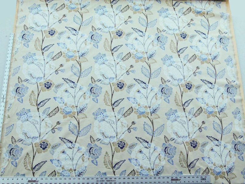 P1030750 Scalamandre Chester Square Fonthill Blue Multi Printed Cotton Old World Weavers MSRP USD 190/Y