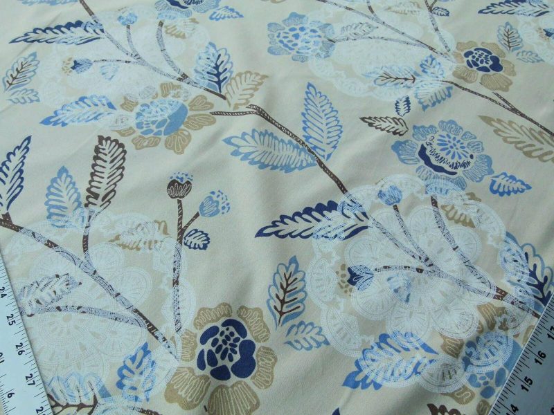 P1030751 Scalamandre Chester Square Fonthill Blue Multi Printed Cotton Old World Weavers MSRP USD 190/Y