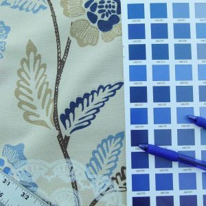 P1030753 Scalamandre Chester Square Fonthill Blue Multi Printed Cotton Old World Weavers MSRP USD 190/Y