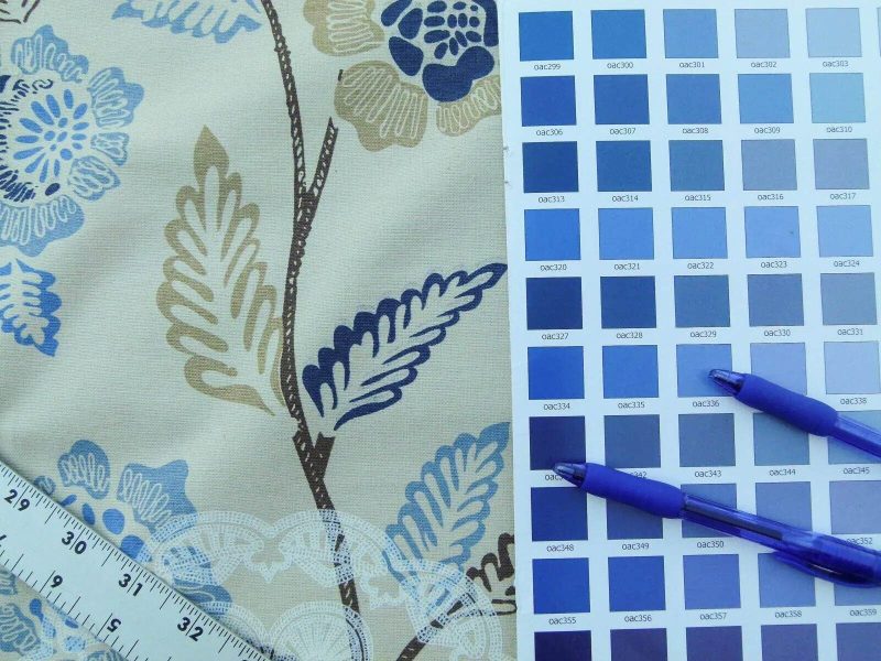 P1030753 Scalamandre Chester Square Fonthill Blue Multi Printed Cotton Old World Weavers MSRP USD 190/Y