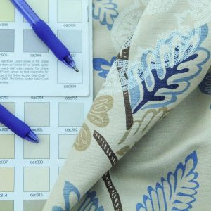 P1030755 Scalamandre Chester Square Fonthill Blue Multi Printed Cotton Old World Weavers MSRP USD 190/Y