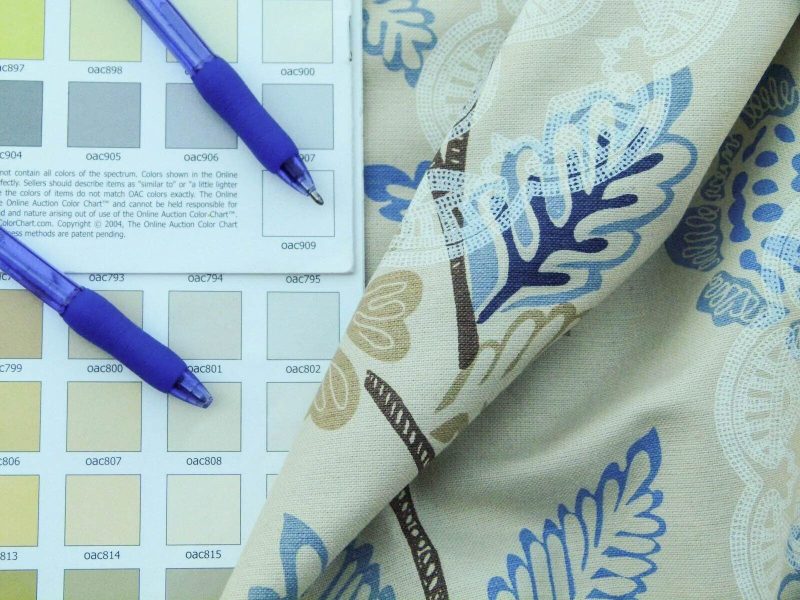 P1030755 Scalamandre Chester Square Fonthill Blue Multi Printed Cotton Old World Weavers MSRP USD 190/Y