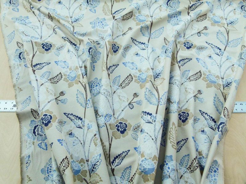 P1030757 Scalamandre Chester Square Fonthill Blue Multi Printed Cotton Old World Weavers MSRP USD 190/Y