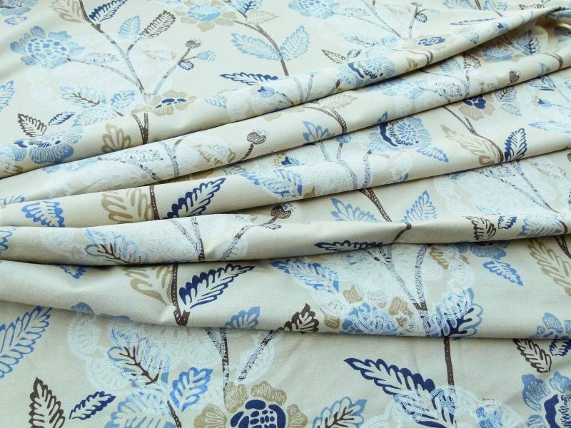 P1030758 Scalamandre Chester Square Fonthill Blue Multi Printed Cotton Old World Weavers MSRP USD 190/Y