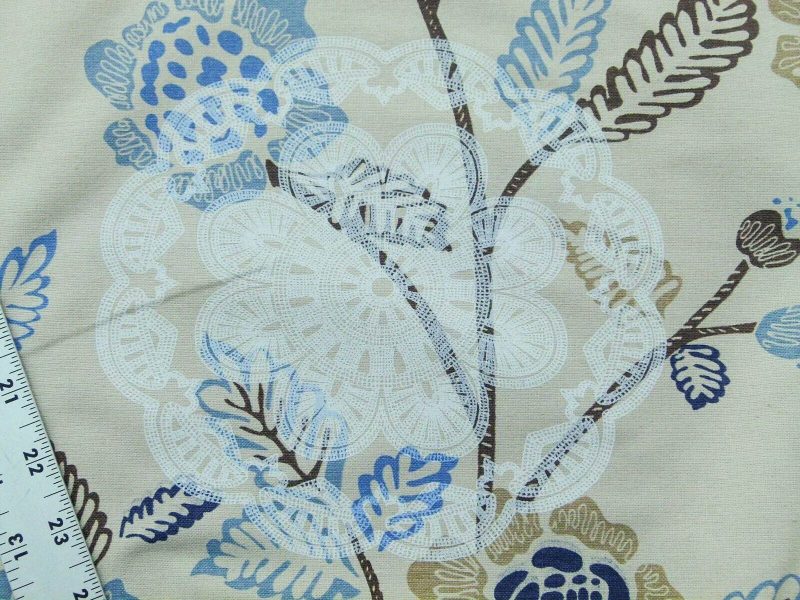 P1030759 Scalamandre Chester Square Fonthill Blue Multi Printed Cotton Old World Weavers MSRP USD 190/Y