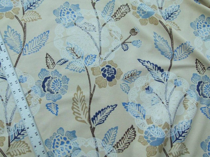P1030760 Scalamandre Chester Square Fonthill Blue Multi Printed Cotton Old World Weavers MSRP USD 190/Y
