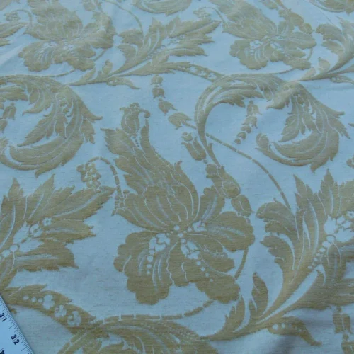 P1030812 Scalamandre Bracci Chenille Gold Elegant Acanthus Feather Damask Old World Weavers MSRP USD 232/Y