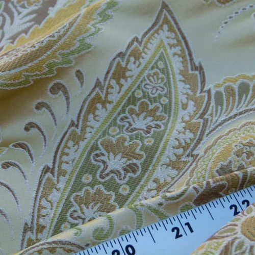 P1030865 Scalamandre Douglas Fonthill Fern Gold Green Copper 100% Silk Paisley Old World Weavers MSRP USD 336/Y