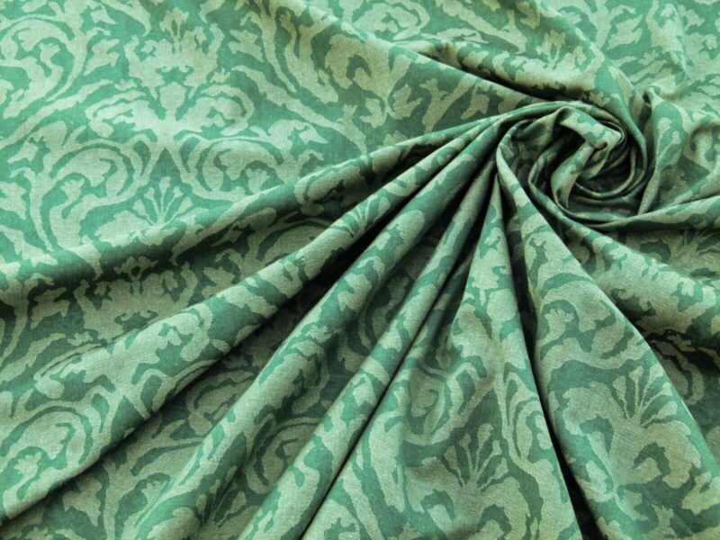 P1040016 Scalamandre Mazarino Damask Giada Green Jade Cotton Fonthill MSRP USD 132 Heavy Fonthill