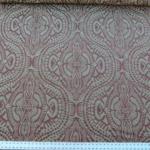 P1040111 By yard Scalamandre Ethnic Damask Rust Silk Lampas African Abstract MSRP USD 432/Y