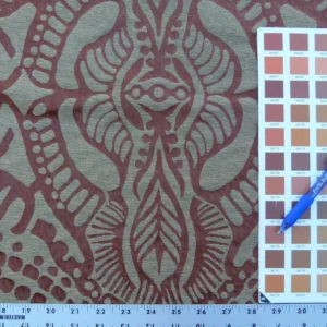 P1040114 By yard Scalamandre Ethnic Damask Rust Silk Lampas African Abstract MSRP USD 432/Y