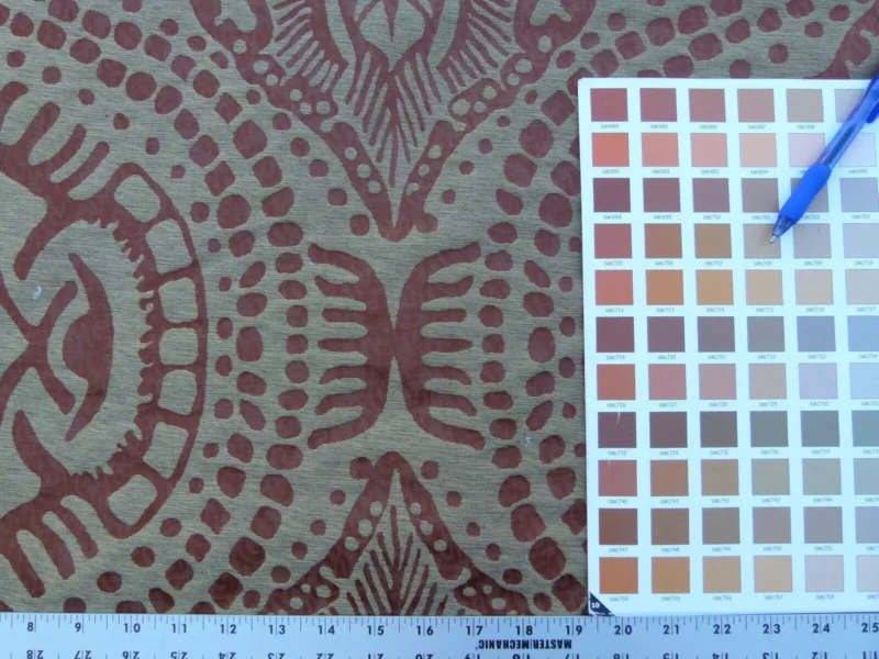 P1040115 By yard Scalamandre Ethnic Damask Rust Silk Lampas African Abstract MSRP USD 432/Y