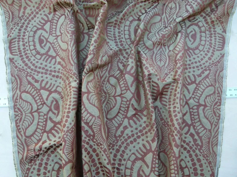 P1040117 By yard Scalamandre Ethnic Damask Rust Silk Lampas African Abstract MSRP USD 432/Y