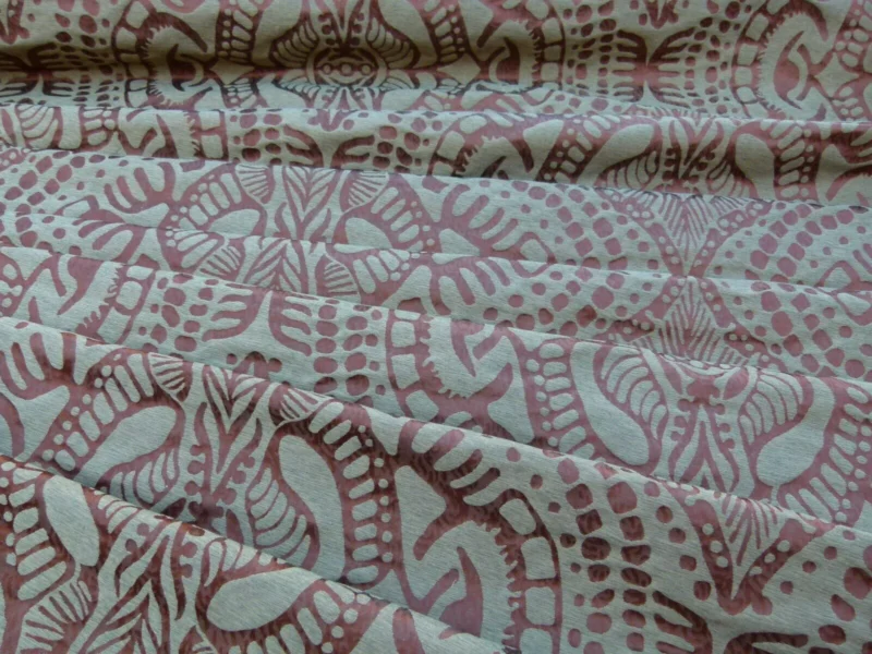 P1040120 By yard Scalamandre Ethnic Damask Rust Silk Lampas African Abstract MSRP USD 432/Y