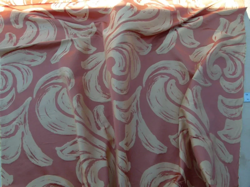 P1040152 By Yd Scalamandre Duquette Fonthill Peach Blossom Old World Weavers Silk Damask Swirl MSRP USD 284/Y