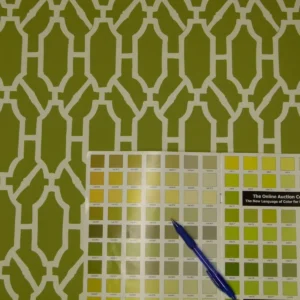 P1040328 Scalamandre "pavilion Trellis Moss Green White Wallpaper MSRP USD 232/single Roll  Old World Weavers