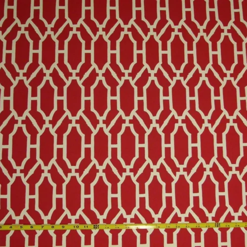 P1040334 Scalamandre "pavilion Trellis Coral Red White Wallpaper MSRP USD 232/single Roll Old World Weavers