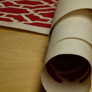 P1040341 Scalamandre "pavilion Trellis Coral Red White Wallpaper MSRP USD 232/single Roll Old World Weavers