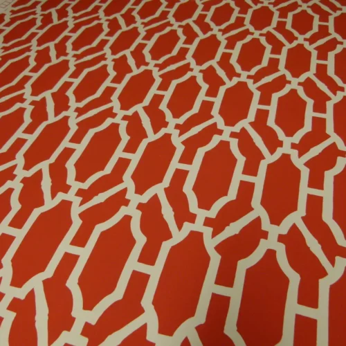 P1040348 Scalamandre "pavilion Trellis Tangerine Hot Red White Wallpaper MSRP USD 232/single Roll Old World Weavers