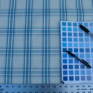 Scalamandre Bynam Check Grey Watkins Blue White Plaid Cotton MSRP USD 128/Y  Old World Weavers