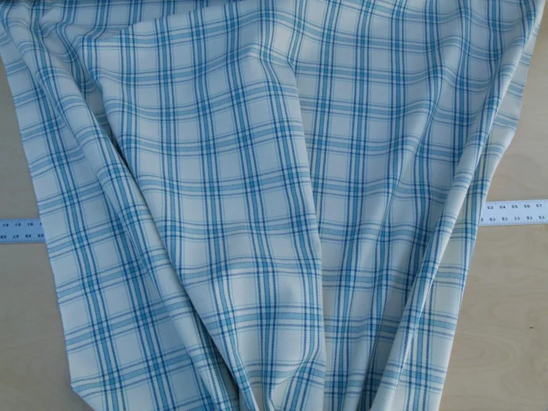 Scalamandre Bynam Check Grey Watkins Blue White Plaid Cotton MSRP USD 128/Y  Old World Weavers