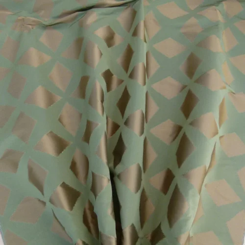 P1040517 Scalamandre  Polygon Green Gold Silk Cotton Jacquard Thick Old World Weavers MSRP USD 260/yard